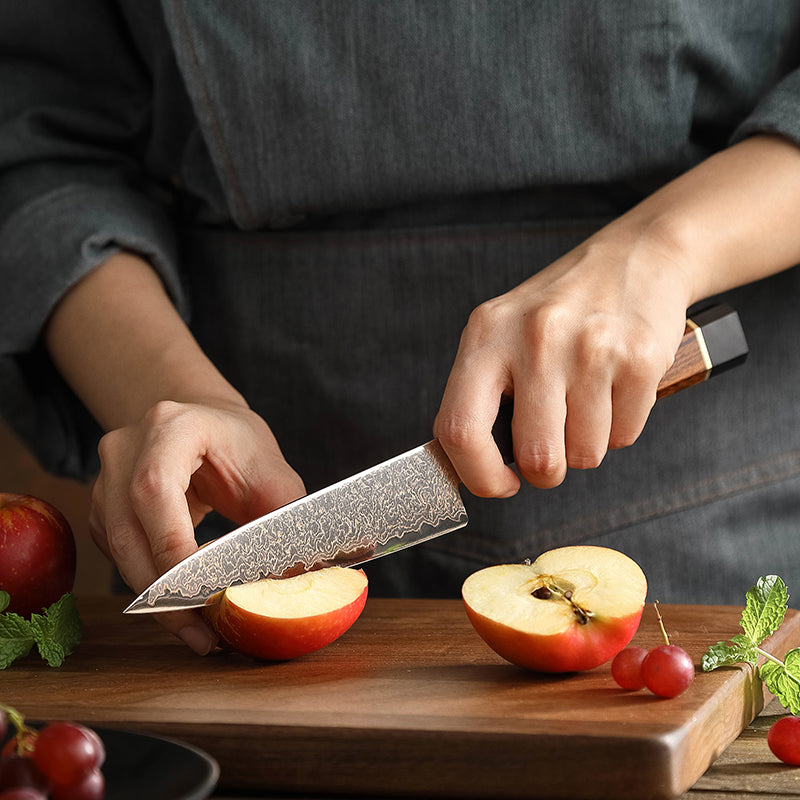Cuchillo Ama de casa 14cm 12Cr Cobre+Damasco