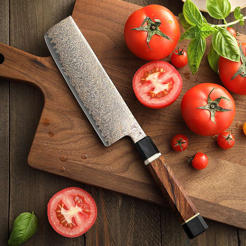 Cuchillo Nakiri 18cm 12Cr Cobre+Damasco
