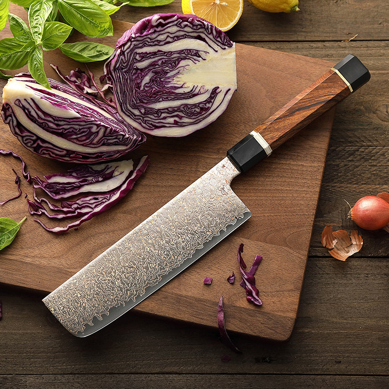 Cuchillo Nakiri 18cm 12Cr Cobre+Damasco