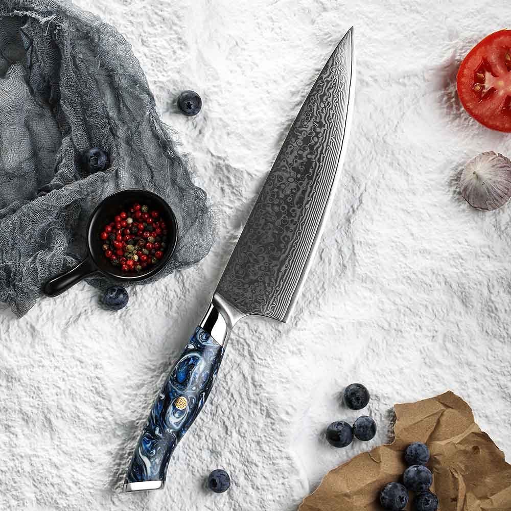 Cuchillo Gyuto 21cm 10Cr+Damasco Noche estrellada