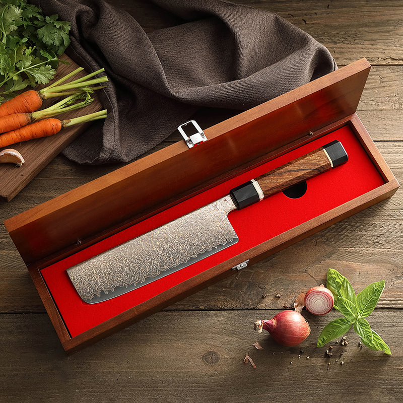 Cuchillo Nakiri 18cm 12Cr Cobre+Damasco