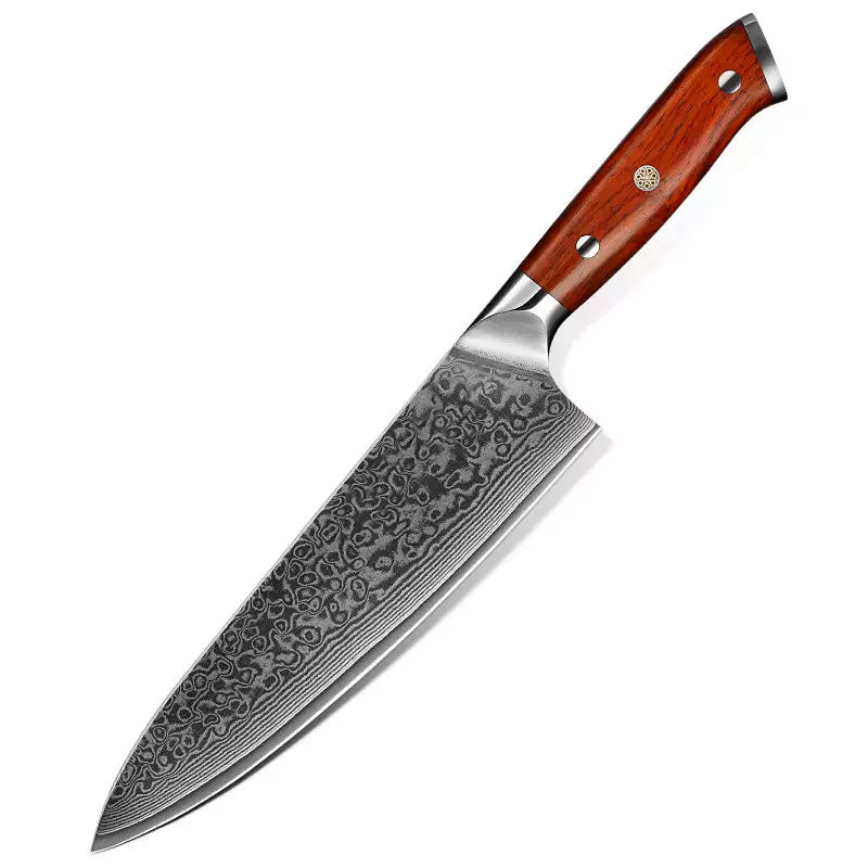Cuchillo Gyuto 21cm 10Cr+Damasco GOTAS de LLUVIA PaloRosa