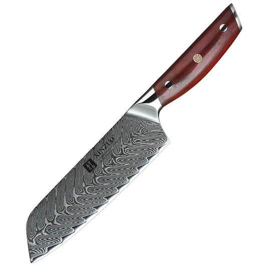 Cuchillo Santoku 18cm 10Cr+DamascoEspina PaloRosa