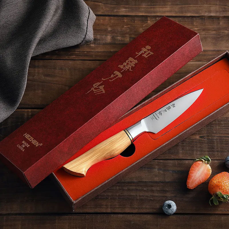 Cuchillo Petty 9cm acero Sandvik 14C28N Olivo