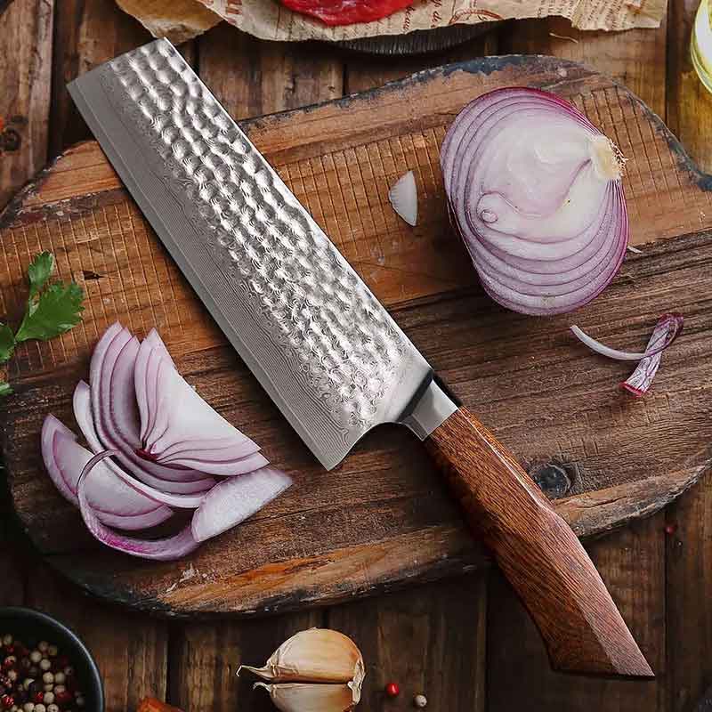 Cuchillo Nakiri 18cm SRS13+damasco Martillado IronWood