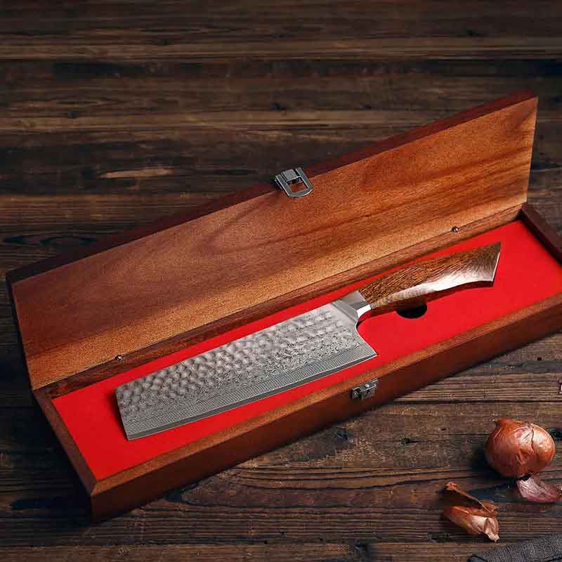 Cuchillo Nakiri 18cm SRS13+damasco Martillado IronWood
