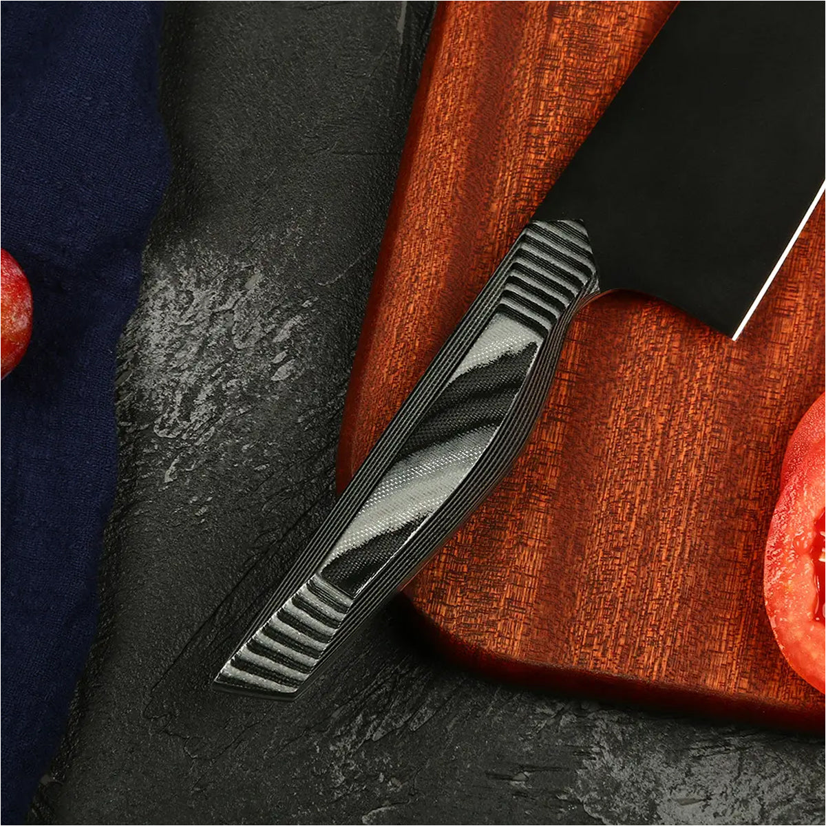 Cuchillo Kiritsuke 21cm 440c+Titanio Negro G10