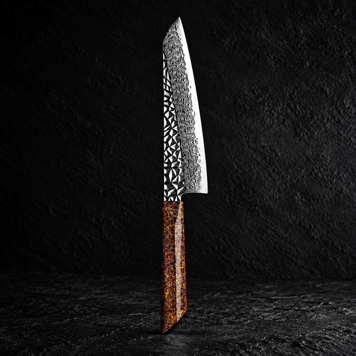 Cuchillo de Chef 20cm 10Cr+Pirámide Damasco66 OLEO Chinese Red