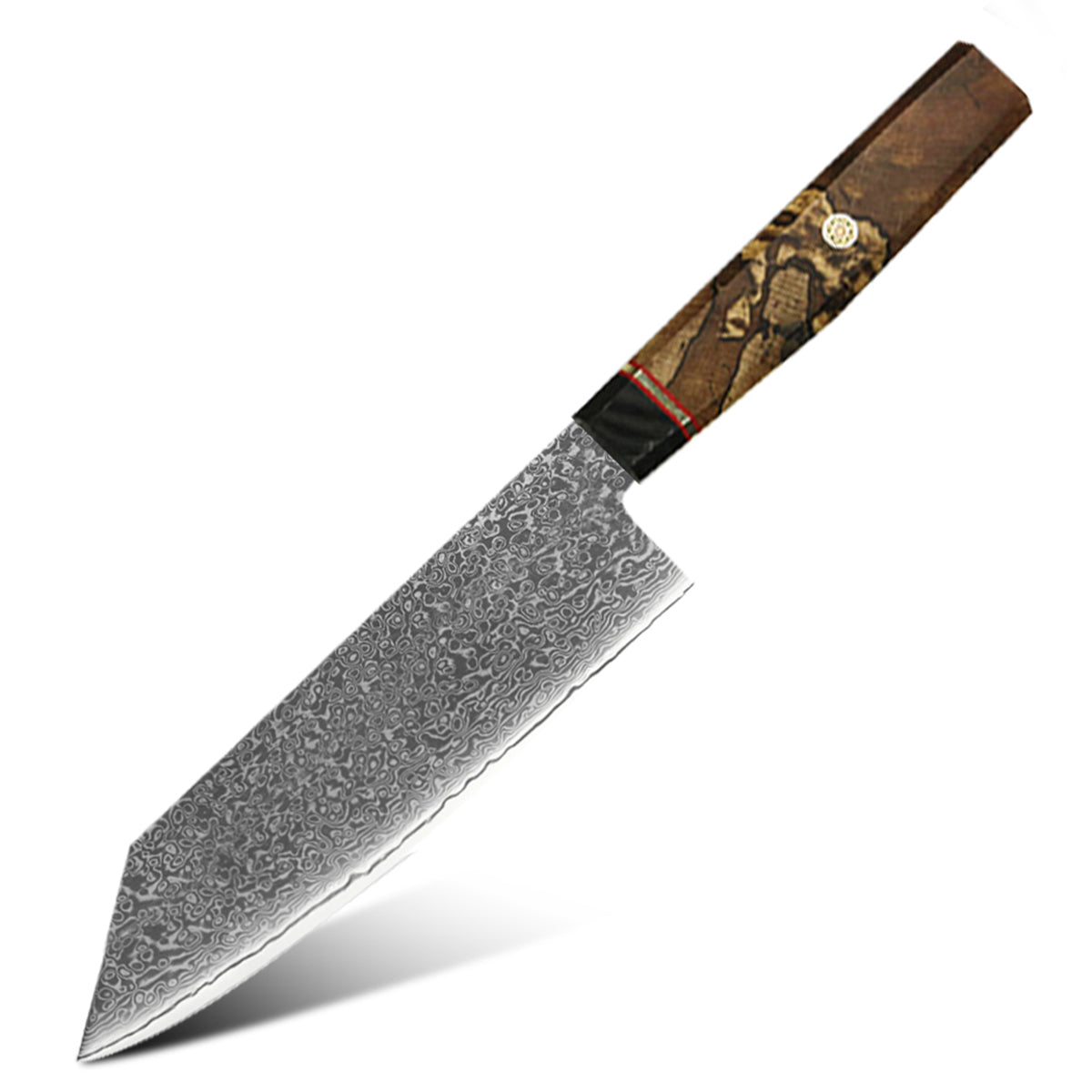 Cuchillo Bunka 18cm 10Cr+Damasco Madera Burl