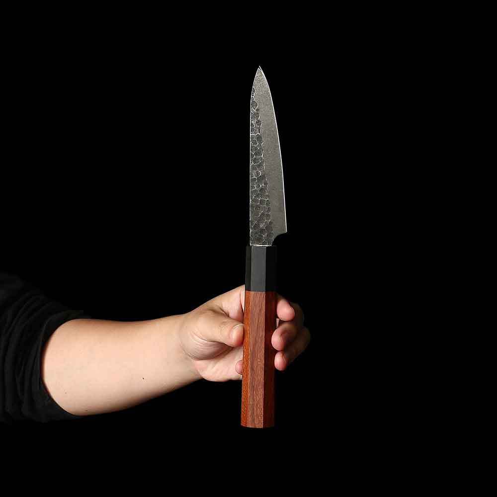 Cuchillo Utilitario 15cm Kurouchi martillado 440c Mango Ebano+Secuoya