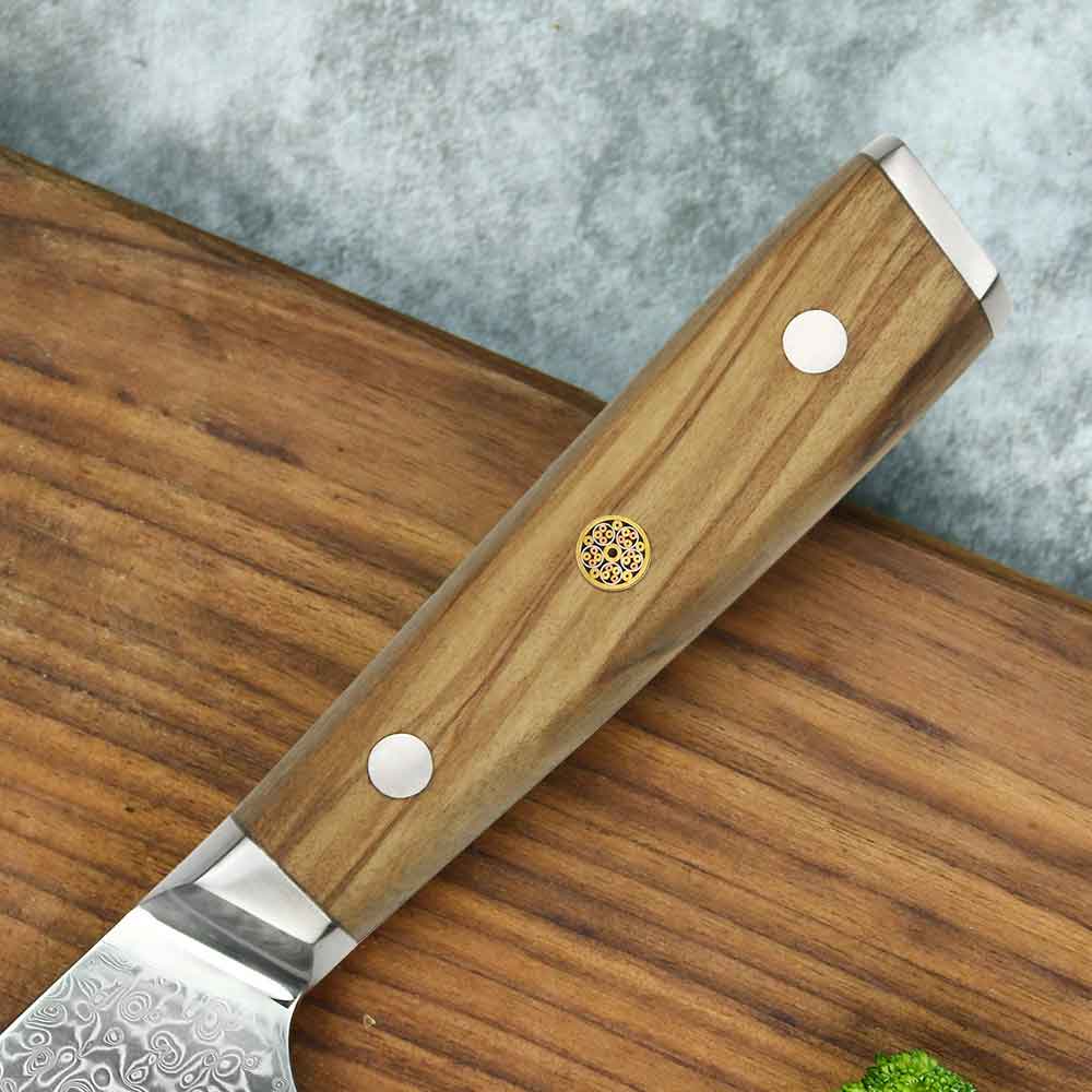 Cuchillo Gyuto 21cm+saya 10Cr+Damasco Olivo