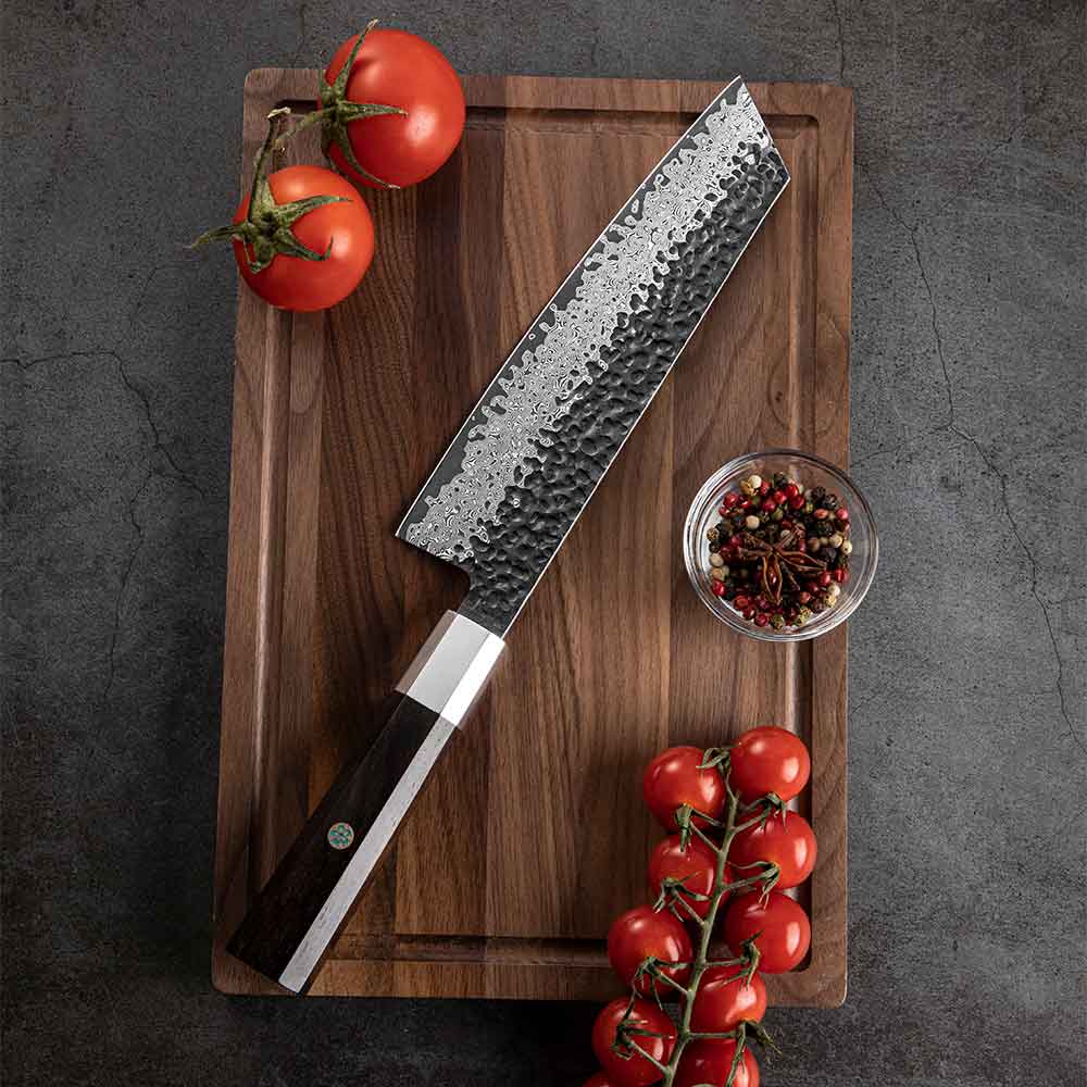 Cuchillo Kiritsuke 19cm 10Cr+Kurouchi Damasco mango Inox+Ebano