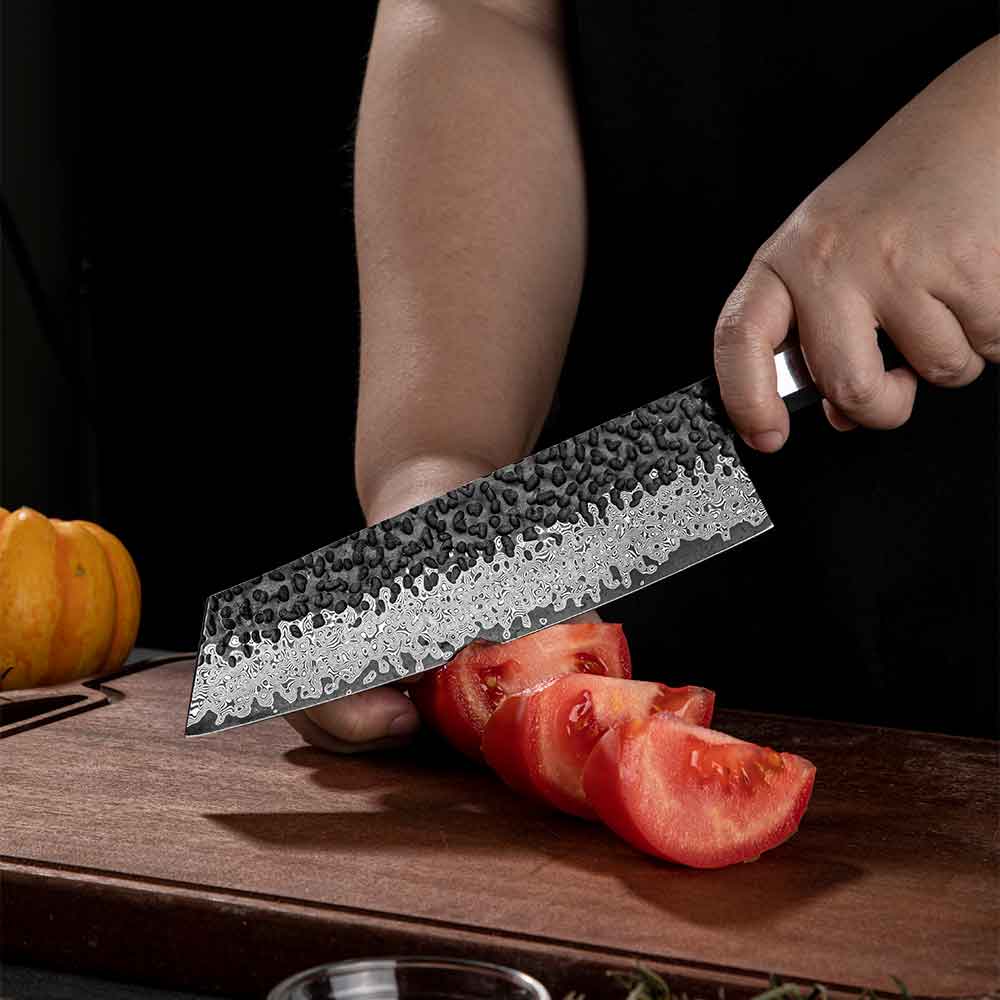 Cuchillo Kiritsuke 19cm 10Cr+Kurouchi Damasco mango Inox+Ebano