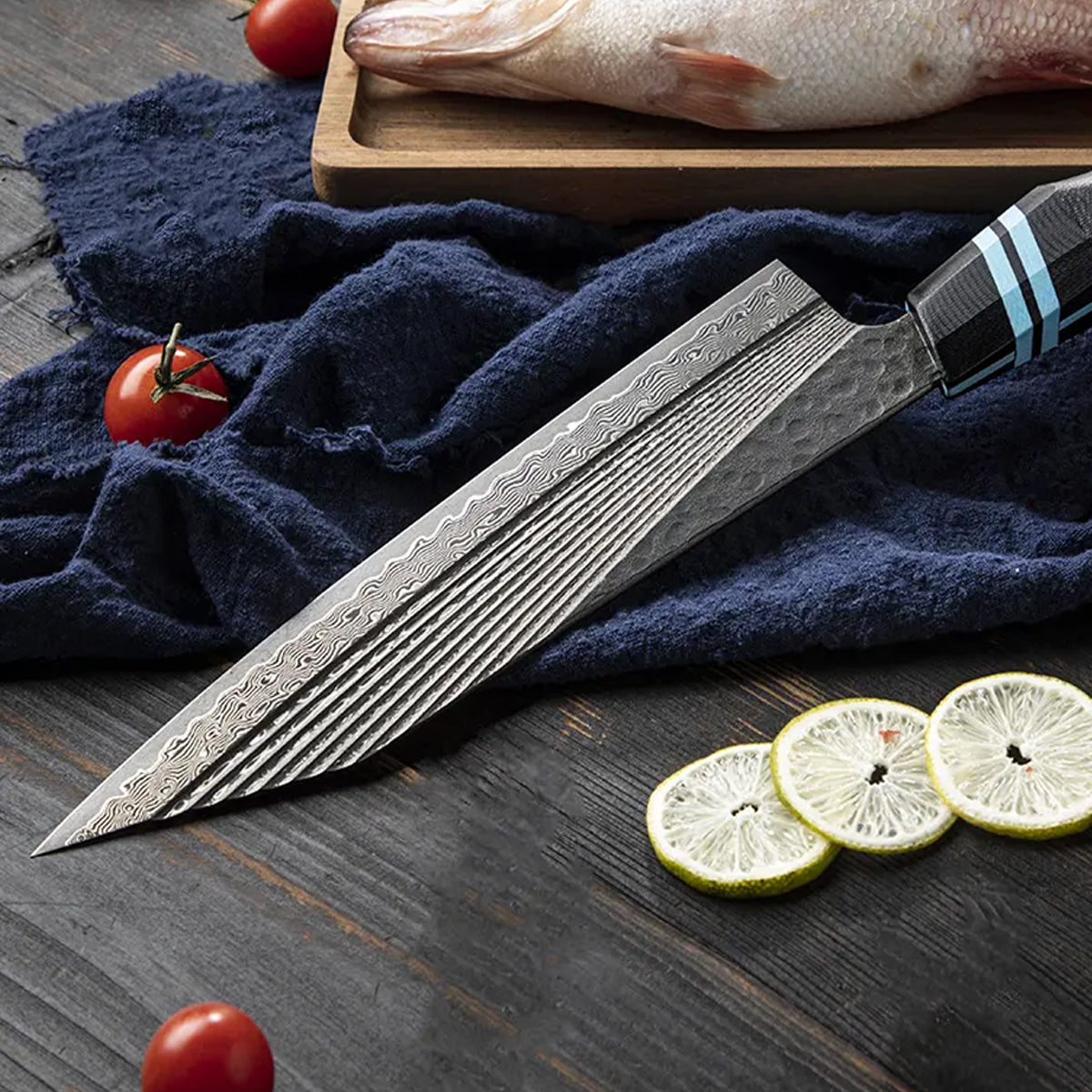 Cuchillo Kiritsuke 20cm 10Cr+Damasco Full Tang+G10