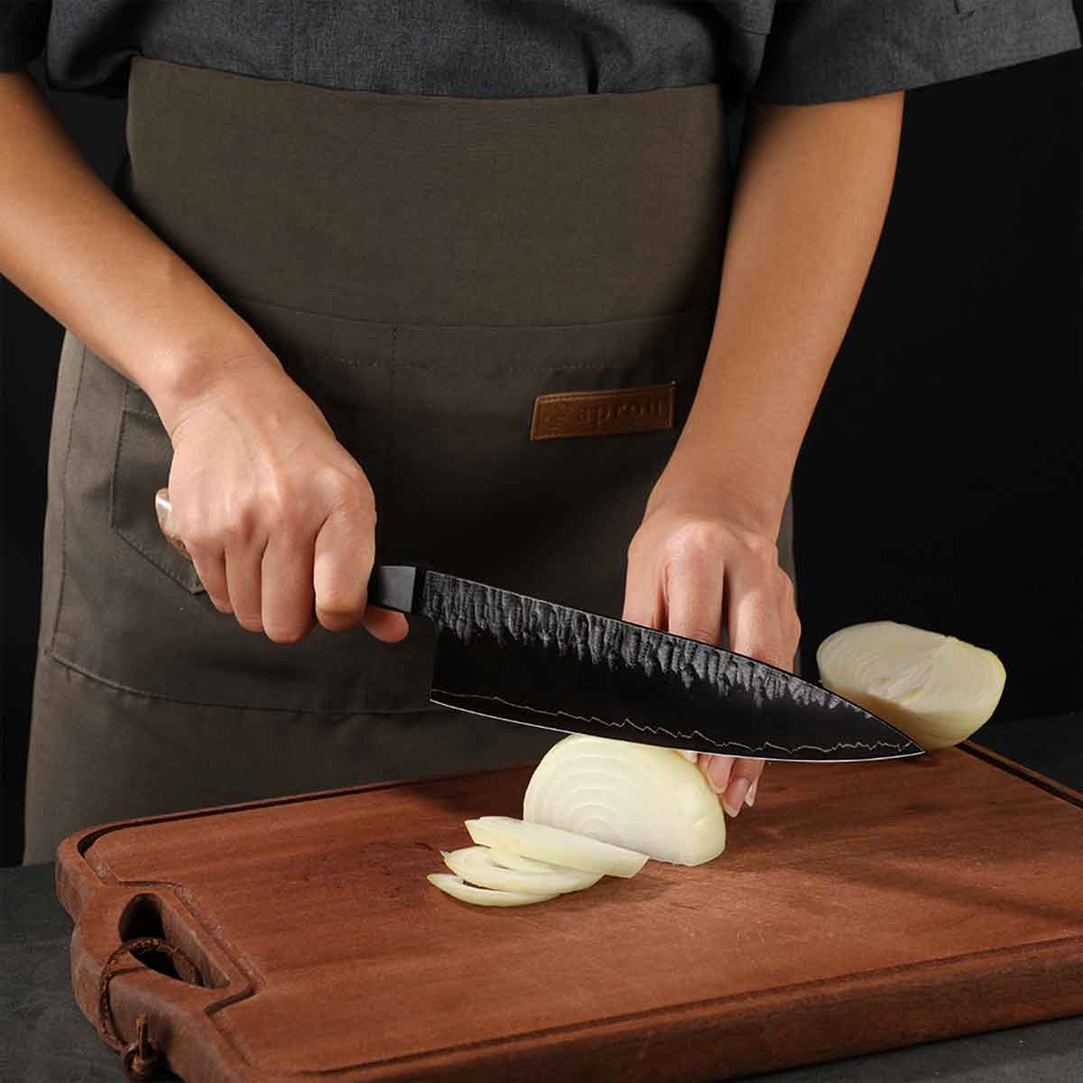 Cuchillo Gyuto 21cm 10Cr+Kurouchi Resina