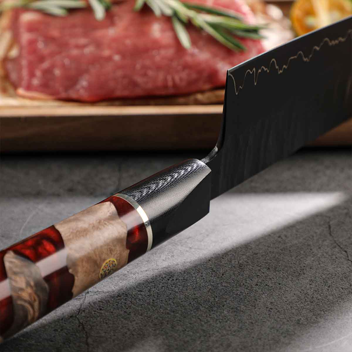 Cuchillo Gyuto 21cm 10Cr+Kurouchi Resina