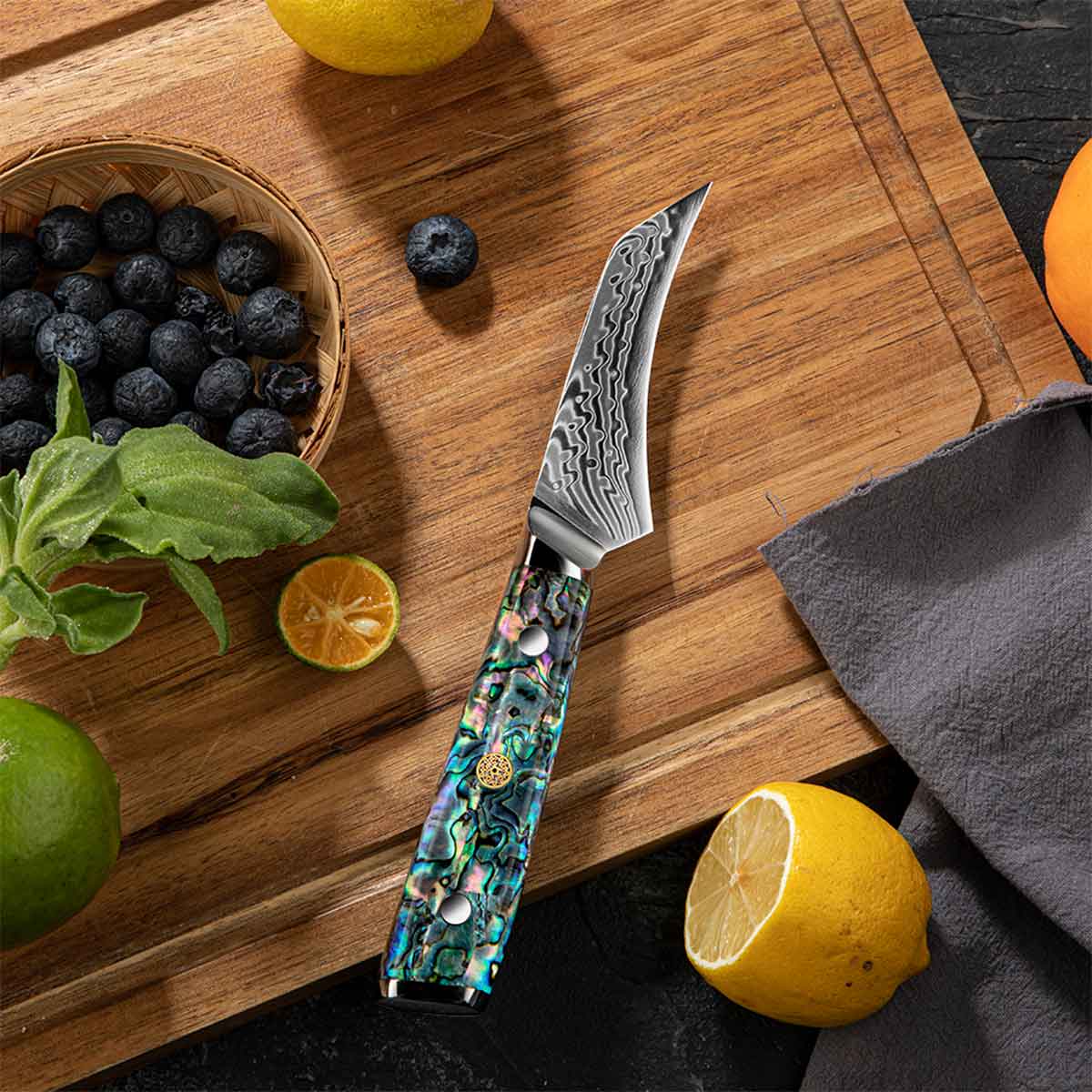 Cuchillo Torneador 10cm 10Cr+Damasco ABALÓN