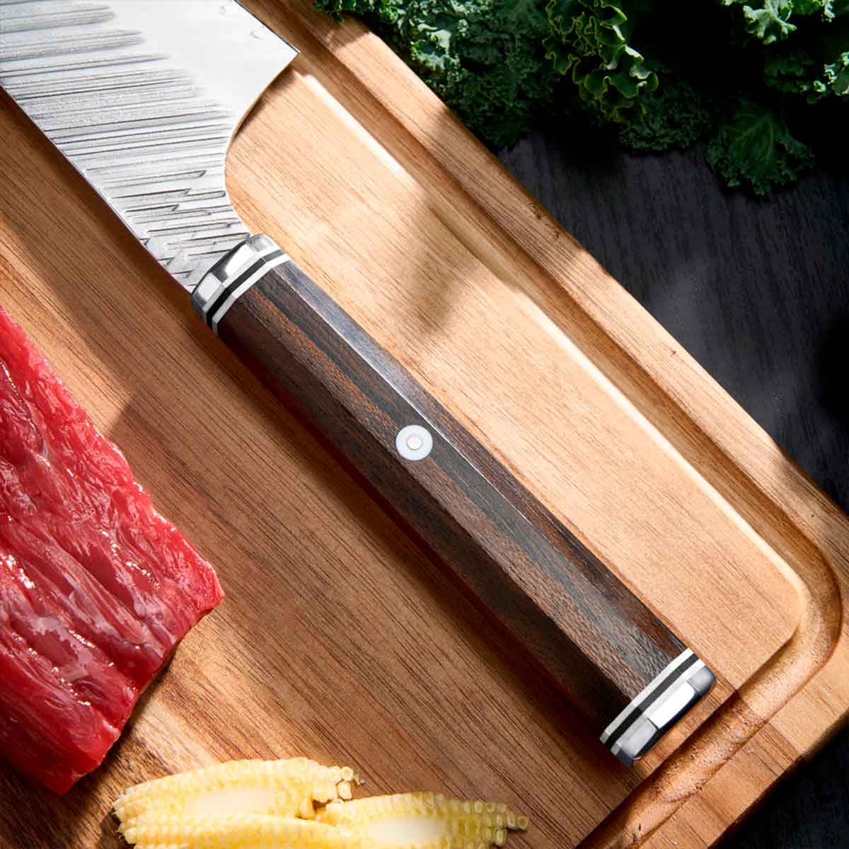Cuchillo Kiritsuke 20cm 10Cr+Relámpagos Mango Ziricote