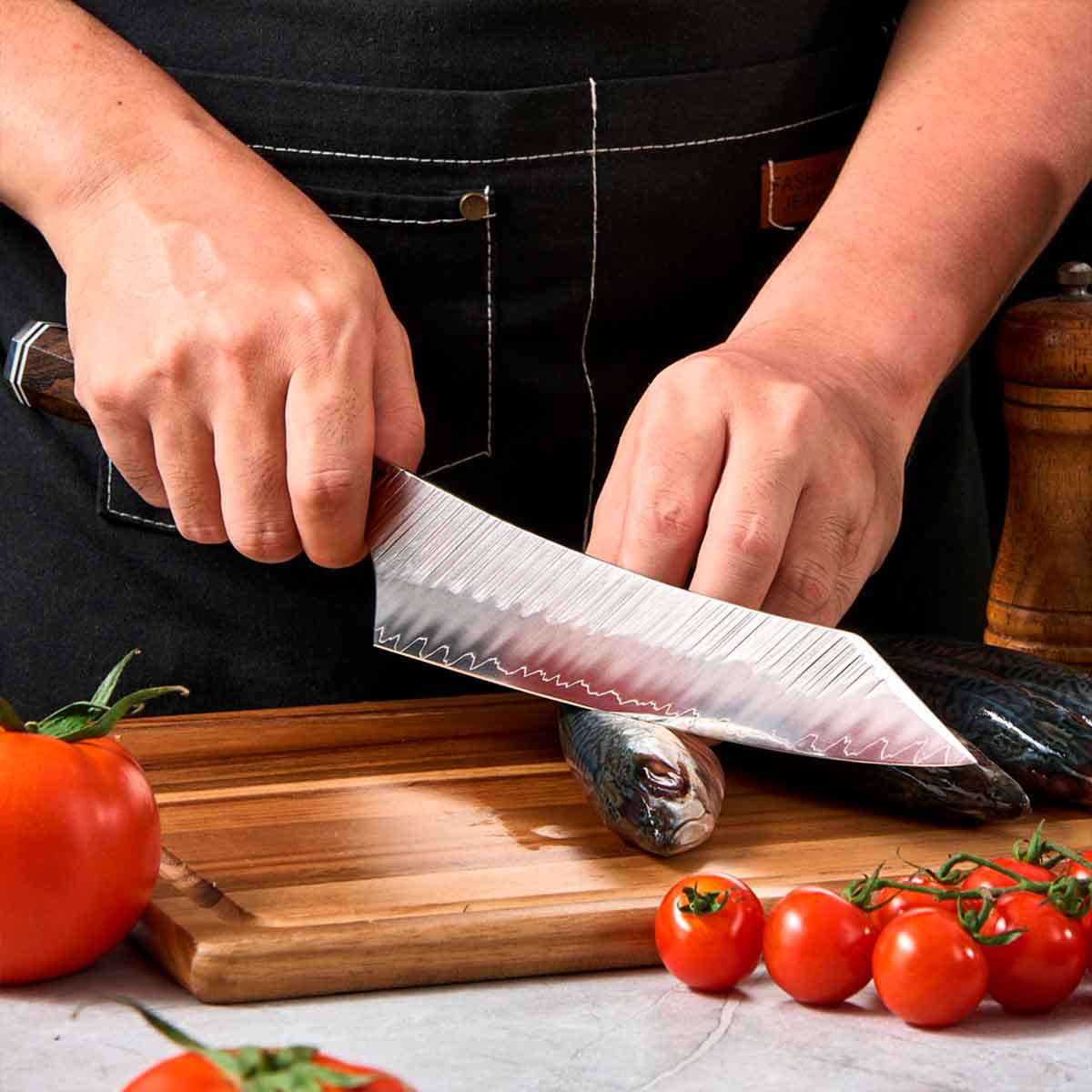 Cuchillo Kiritsuke 20cm 10Cr+Relámpagos Mango Ziricote