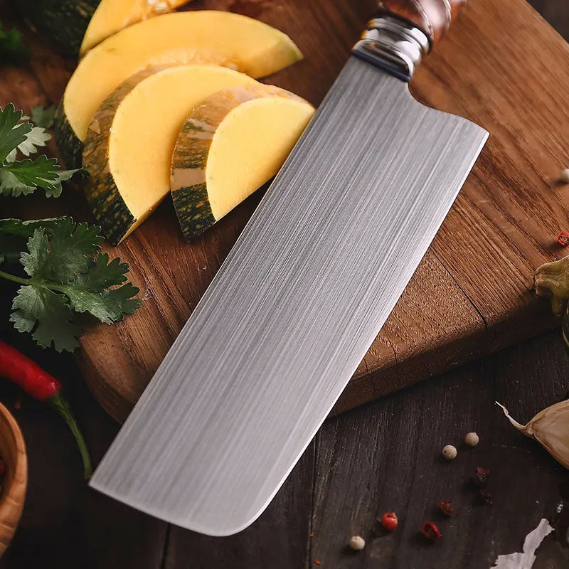 Cuchillo Nakiri 19cm M390 Titanio+Plata+Rubi