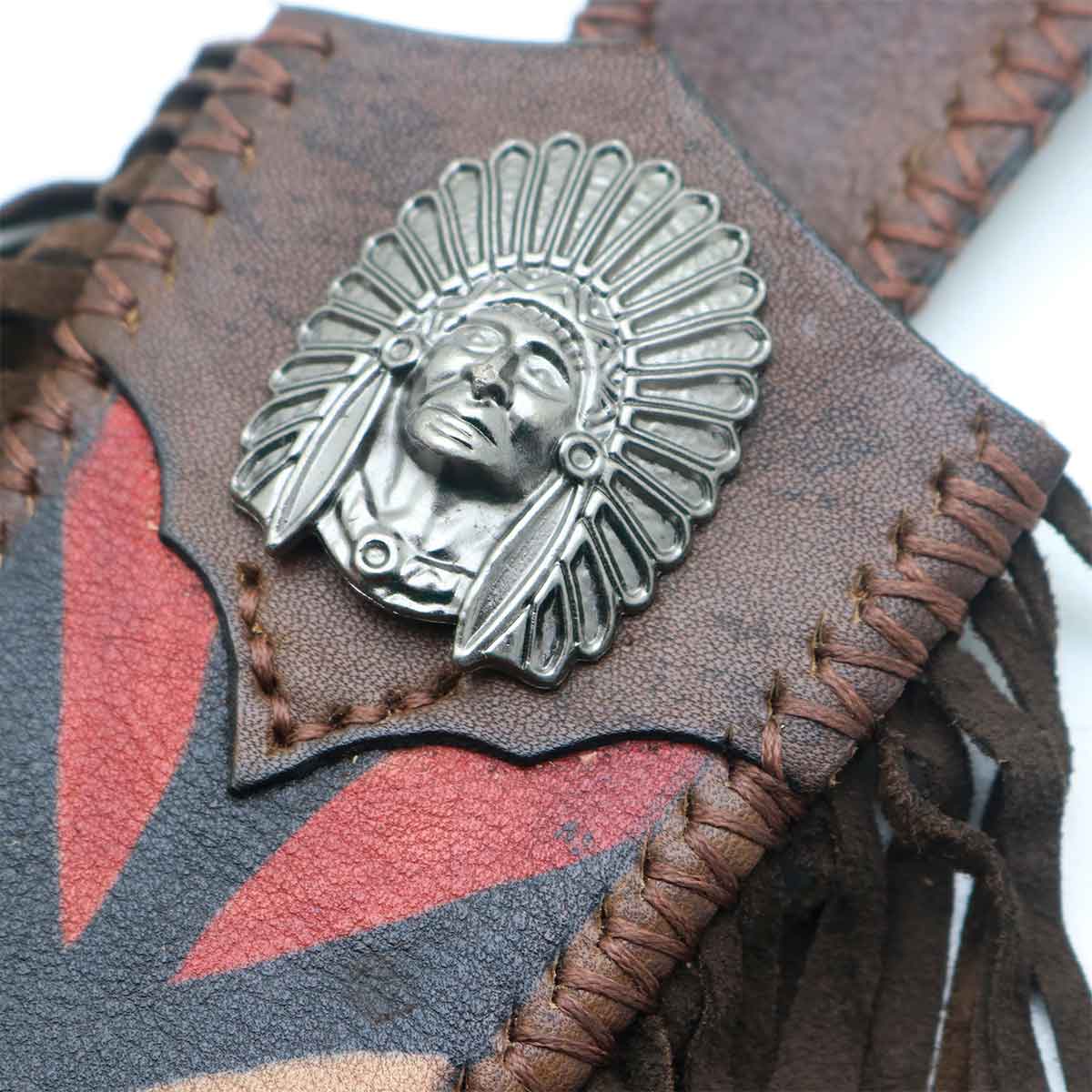 Cuchillo Supervivencia 13cm Damasco Hueso de avestruz + funda de cuero a medida