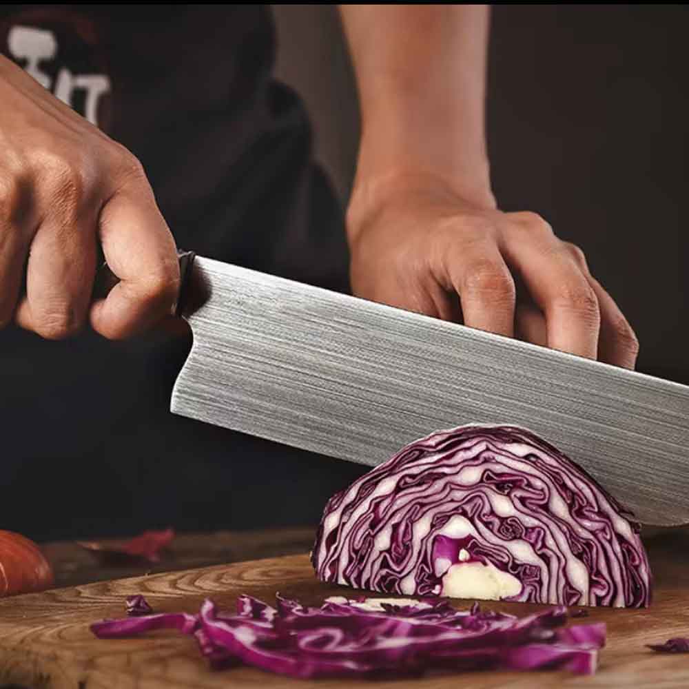 Cuchillo Nakiri 19cm M390 Titanio+Plata+Rubi