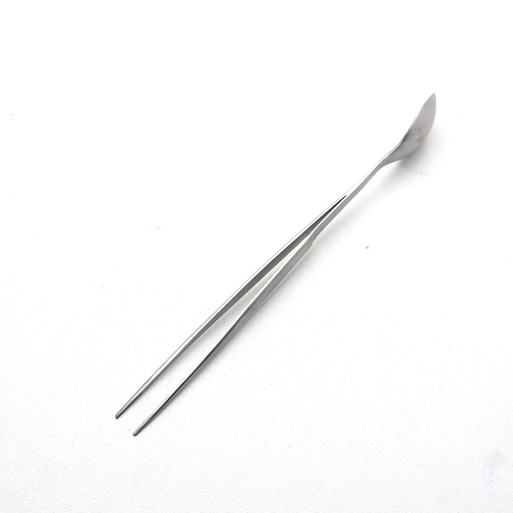 Pinza + cuchara de degustación 17cm Inox