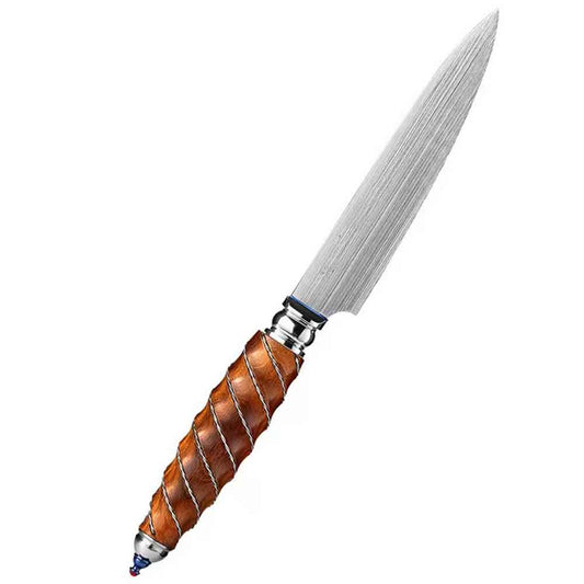 Cuchillo Utilitario 13cm M390 Titanio+Plata+Rubi