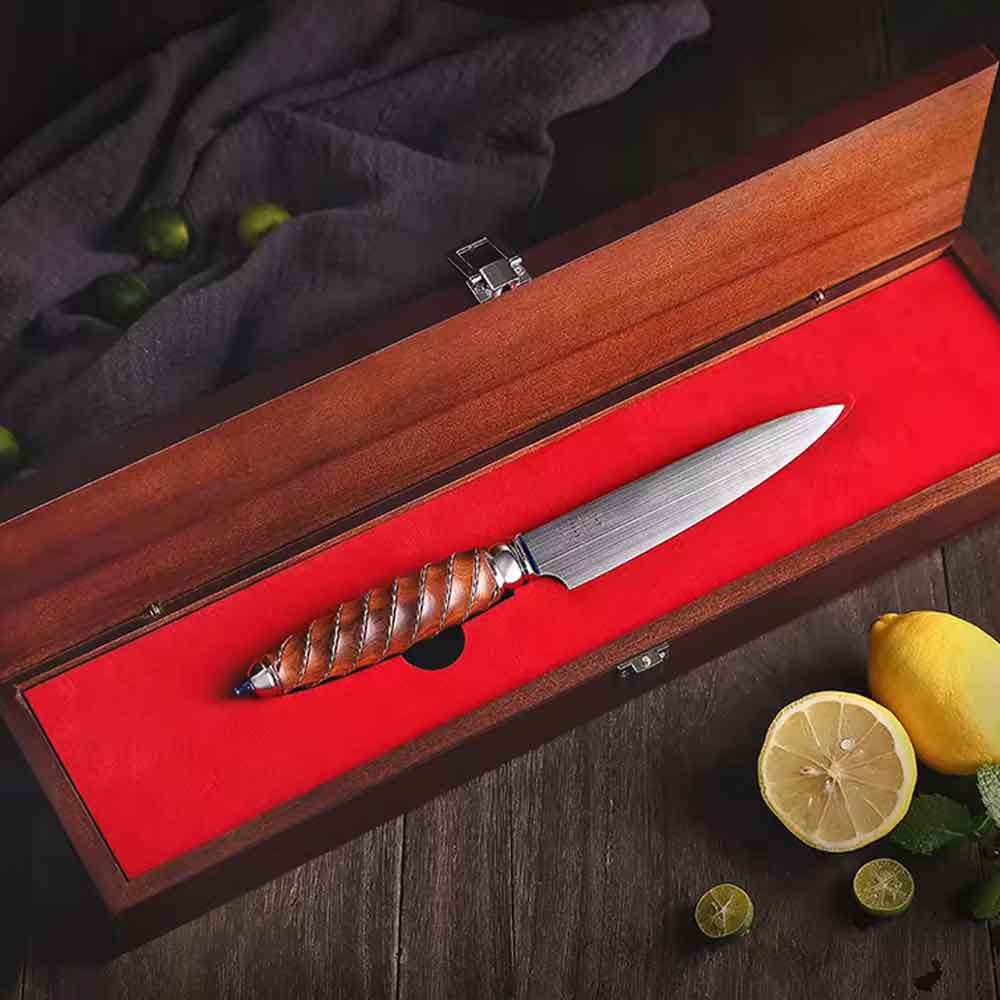 Cuchillo Utilitario 13cm M390 Titanio+Plata+Rubi | PREMIUM
