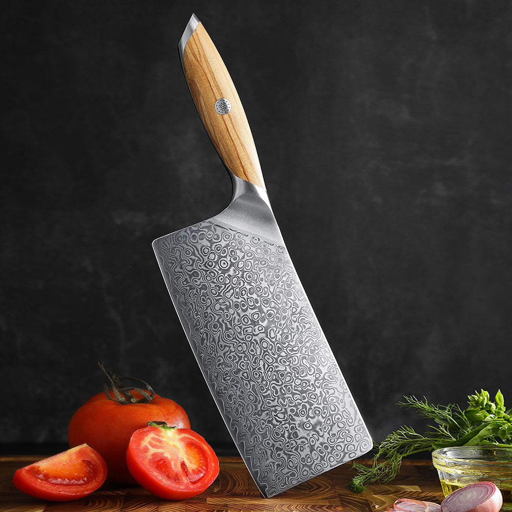 Hacha para verduras 18cm 14Cr+Damasco Olivo