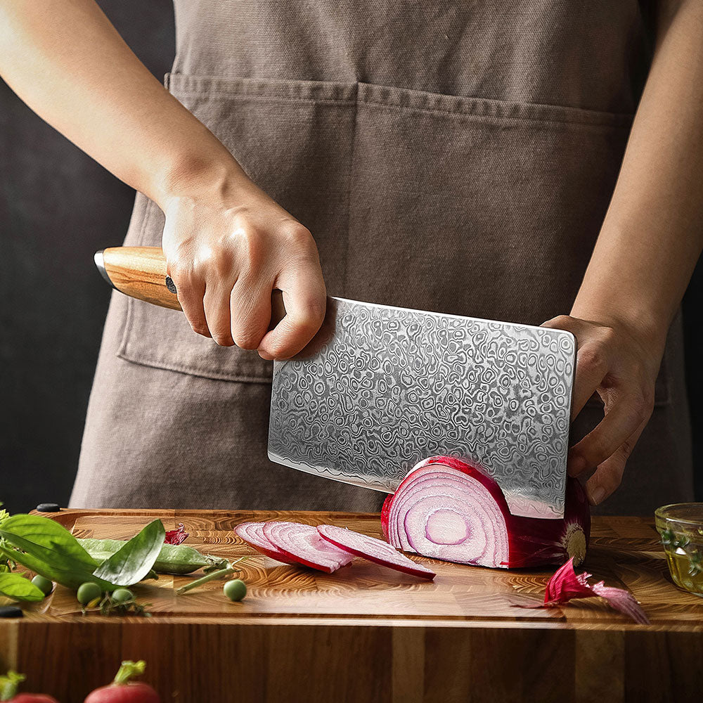 Hacha para verduras 18cm 14Cr+Damasco Olivo