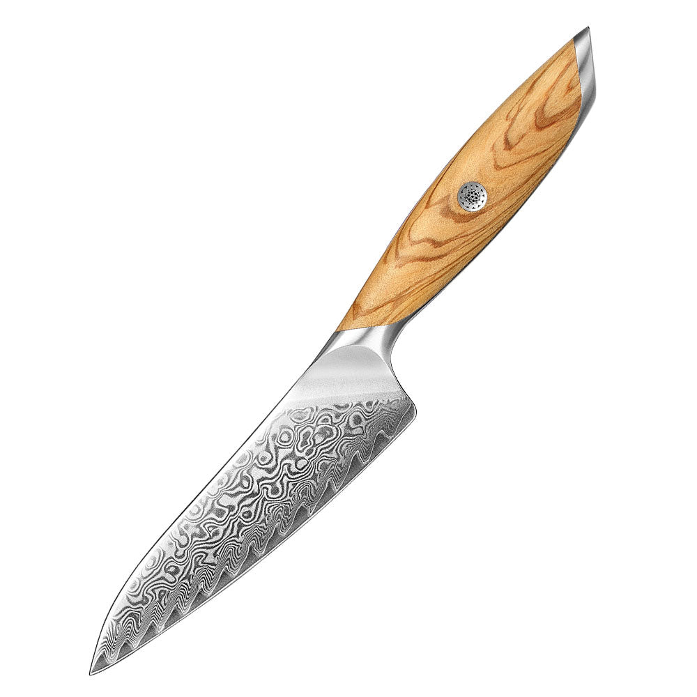 Cuchillo Office 13cm 14Cr+Damasco Olivo