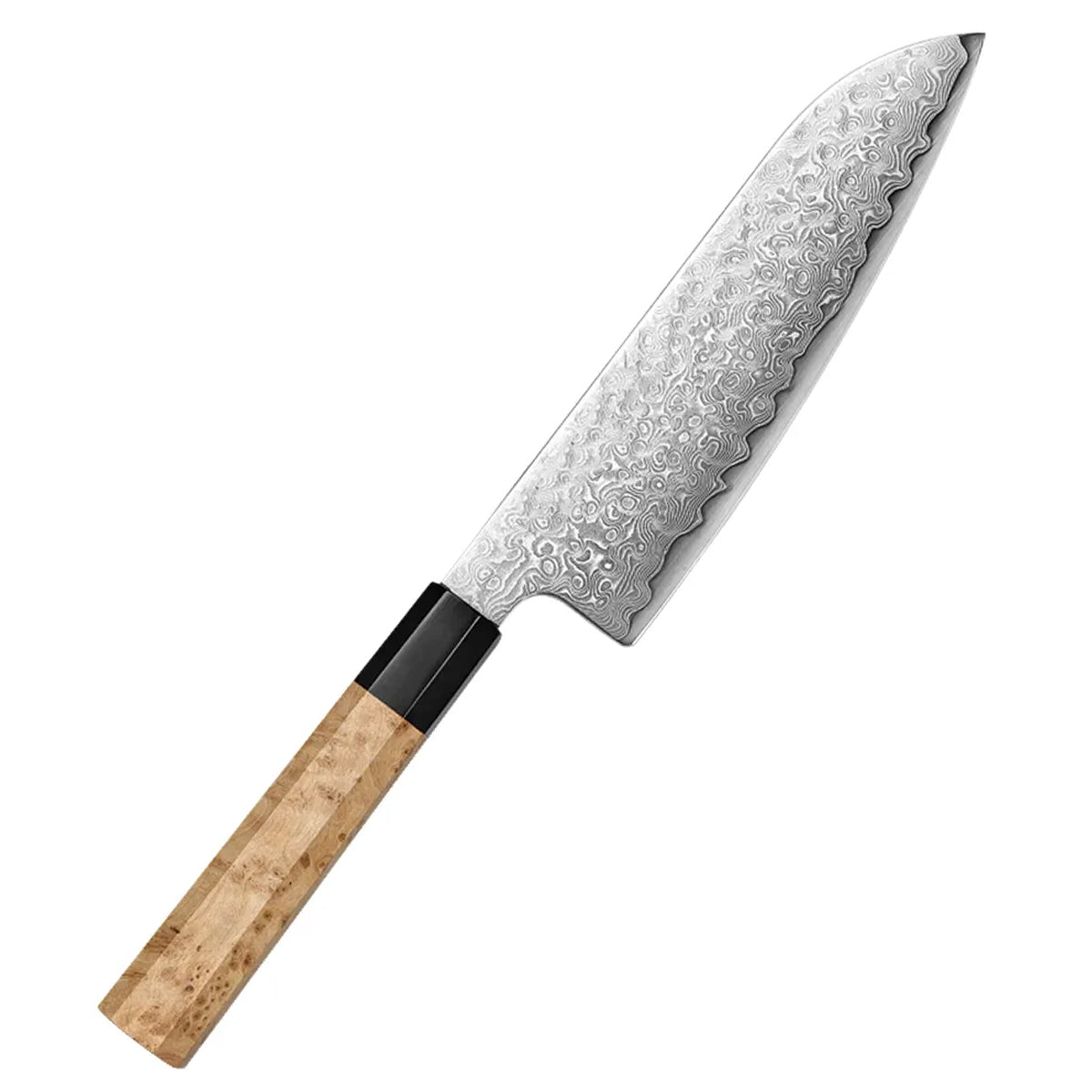 Cuchillo Santoku 19cm Aogami2+Damasco Sicomoro