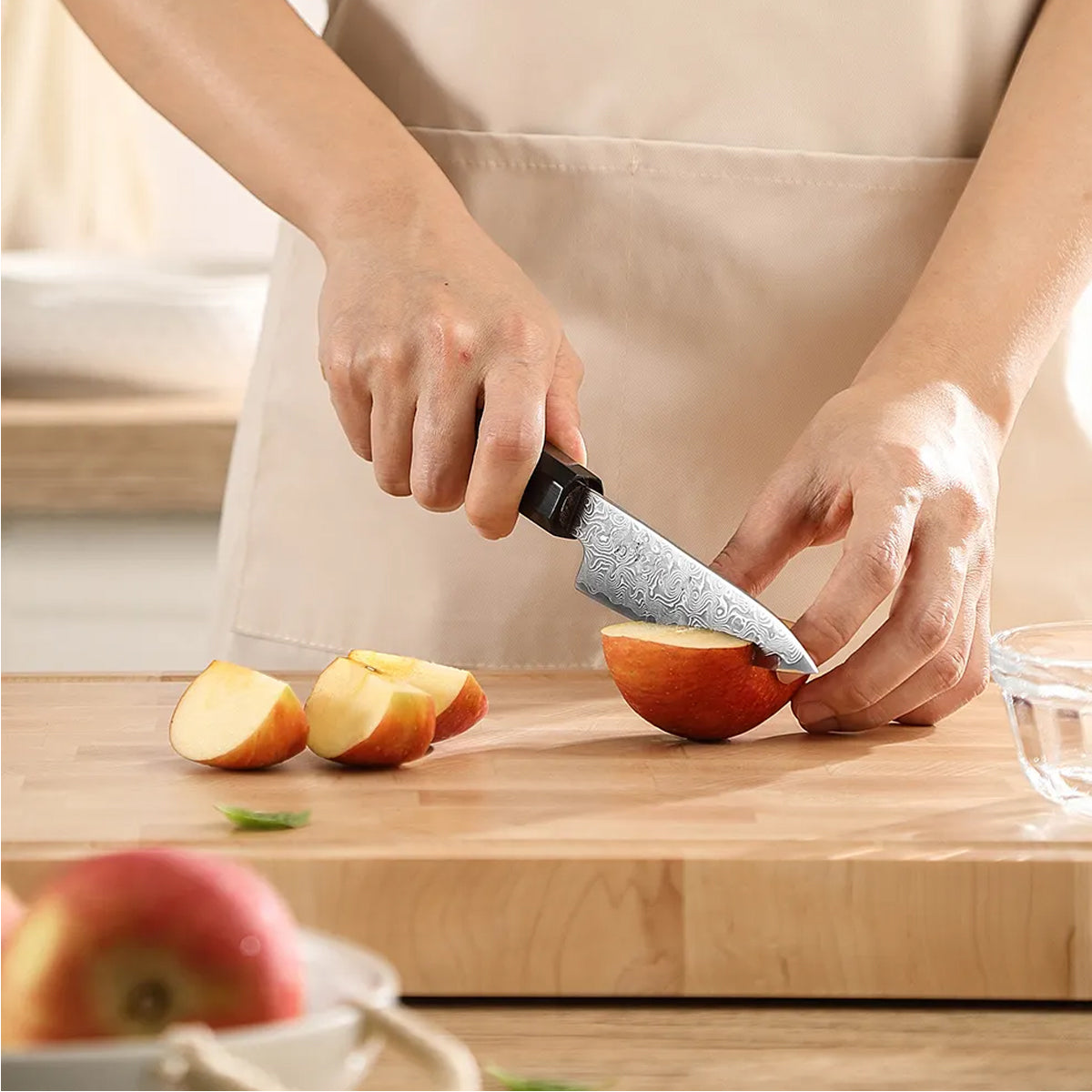 Cuchillo Petty 11cm Aogami2+Damasco Sicomoro