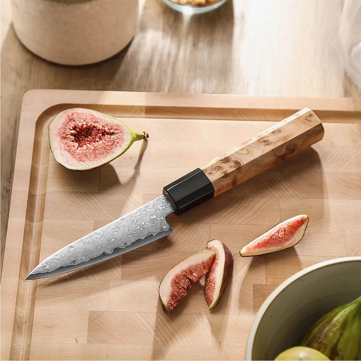 Cuchillo Petty 11cm Aogami2+Damasco Sicomoro