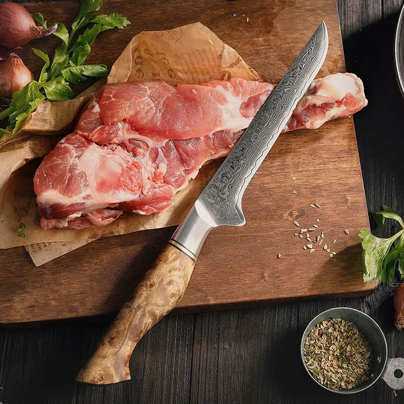 Cuchillo Deshuesador 16cm 10Cr+Damasco Sicomoro