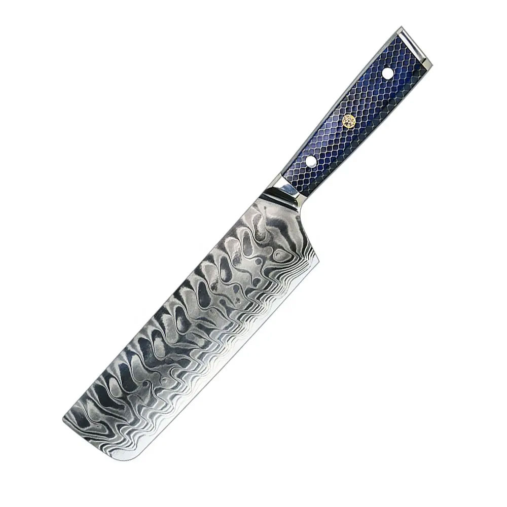 Cuchillo Nakiri 18cm 10Cr+Damasco PANAL azul