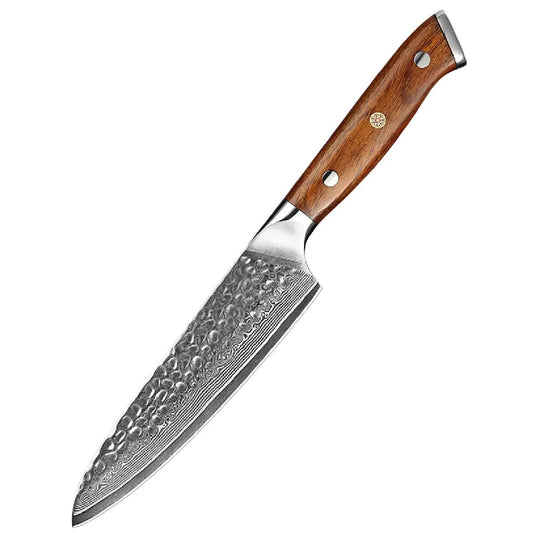 Cuchillo Utilitario 13cm 10Cr+Damasco Martillado IronWood