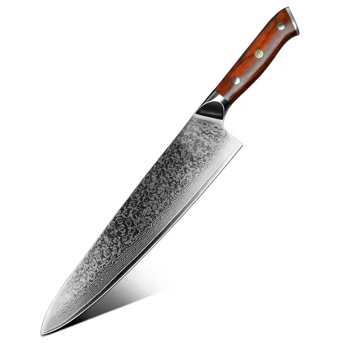 Cuchillo Gyuto 24cm 10Cr+Damasco GOTAS de LLUVIA PaloRosa