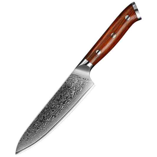 Cuchillo Utilitario 13cm 10Cr+Damasco GOTAS de LLUVIA PaloRosa