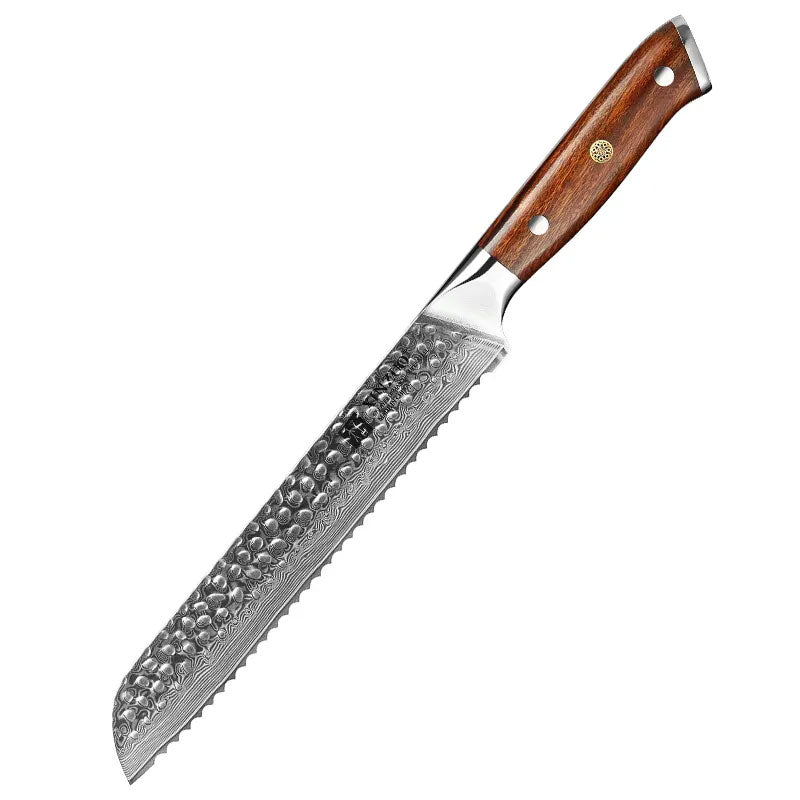 Cuchillo De PAN 21cm 10Cr+Damasco Martillado IronWood