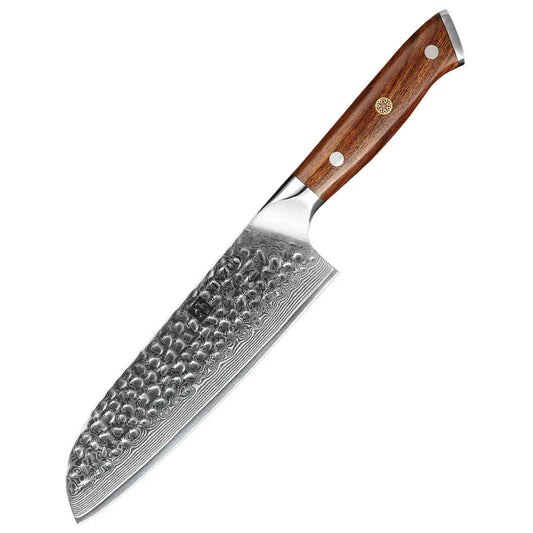 Cuchillo Santoku 18cm 10Cr+Damasco Martillado IronWood