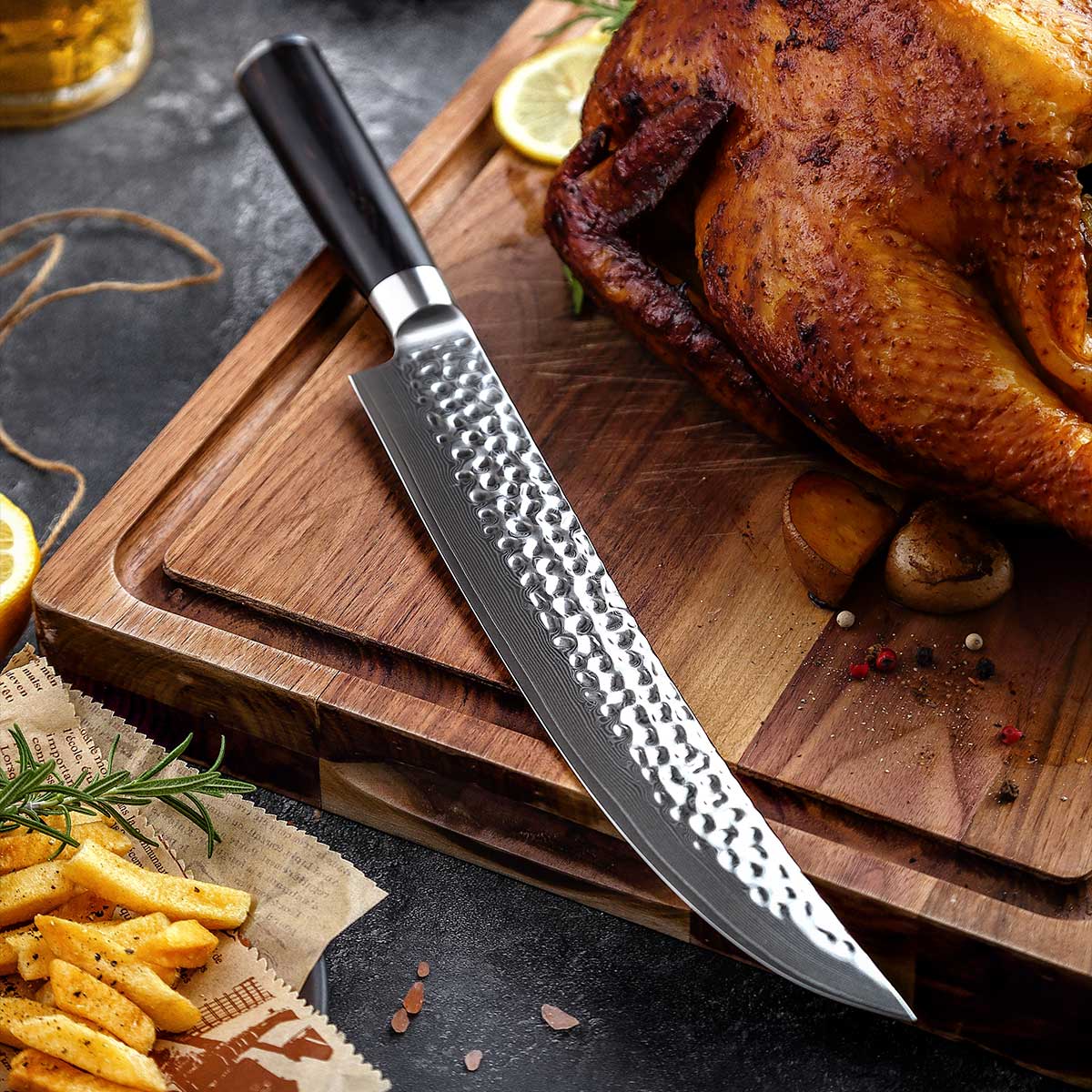 Cuchillo Carnicero 26cm CAFE 10Cr+Damasco