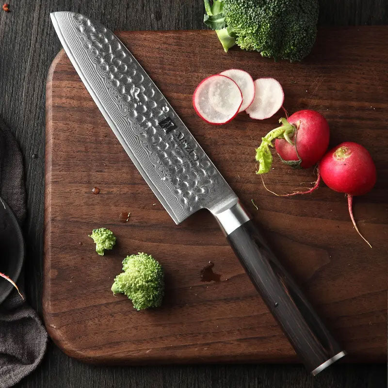 Cuchillo Santoku 18cm CAFE 10Cr+Damasco