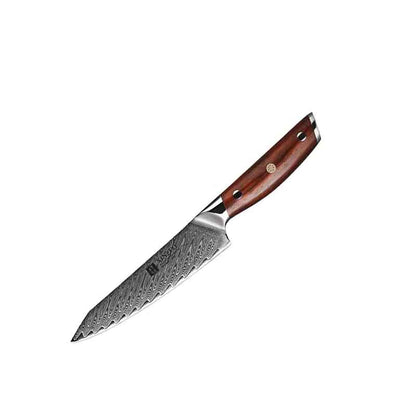 Cuchillo Ofice 13cm 10Cr+Damasco Espina PaloRosa