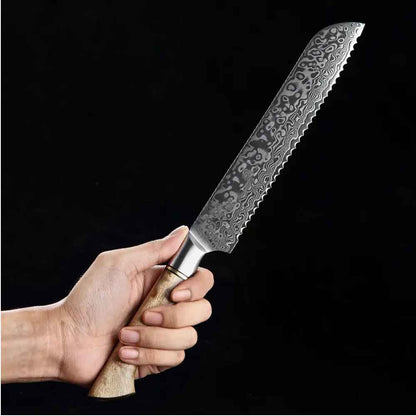 Cuchillo De PAN 21cm 10Cr+Damasco Sicomoro