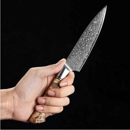 Cuchillo Utilitario 13cm 10Cr+Damasco Sicomoro