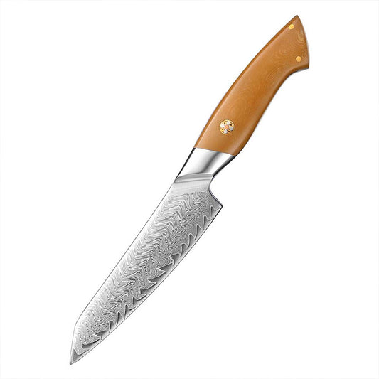 Cuchillo Utilitario 14cm 10Cr+Damasco Flamas Linen Micarta