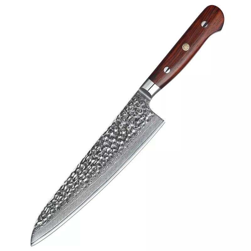 Cuchillo Gyuto 21cm 10Cr+Damasco Martillado PaloRosa