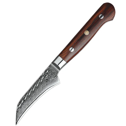 Cuchillo Torneador 9cm 10Cr+Damasco Martillado PaloRosa